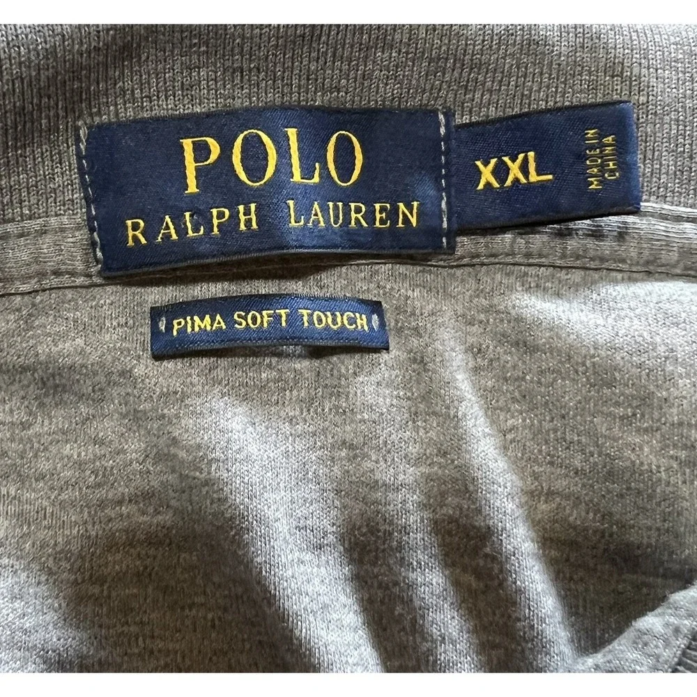 Polo Ralph Lauren Mens XXL Gray Pima Soft Touch‎ Cotton Short Sleeve Polo Shirt
